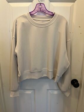 🍋LIKE NEW Lululemon Softstreme Perfectly Oversized Cropped Crew - White Opal - 8